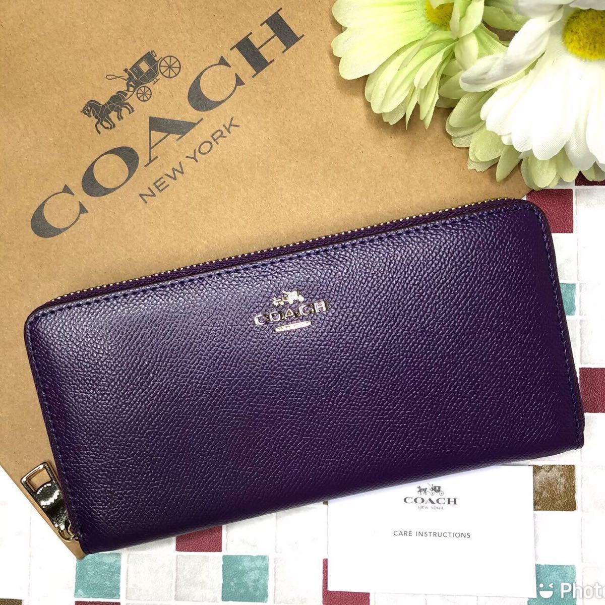 安心と信頼 COACH 新品 パープル 長財布 コーチ レディース 財布 紫