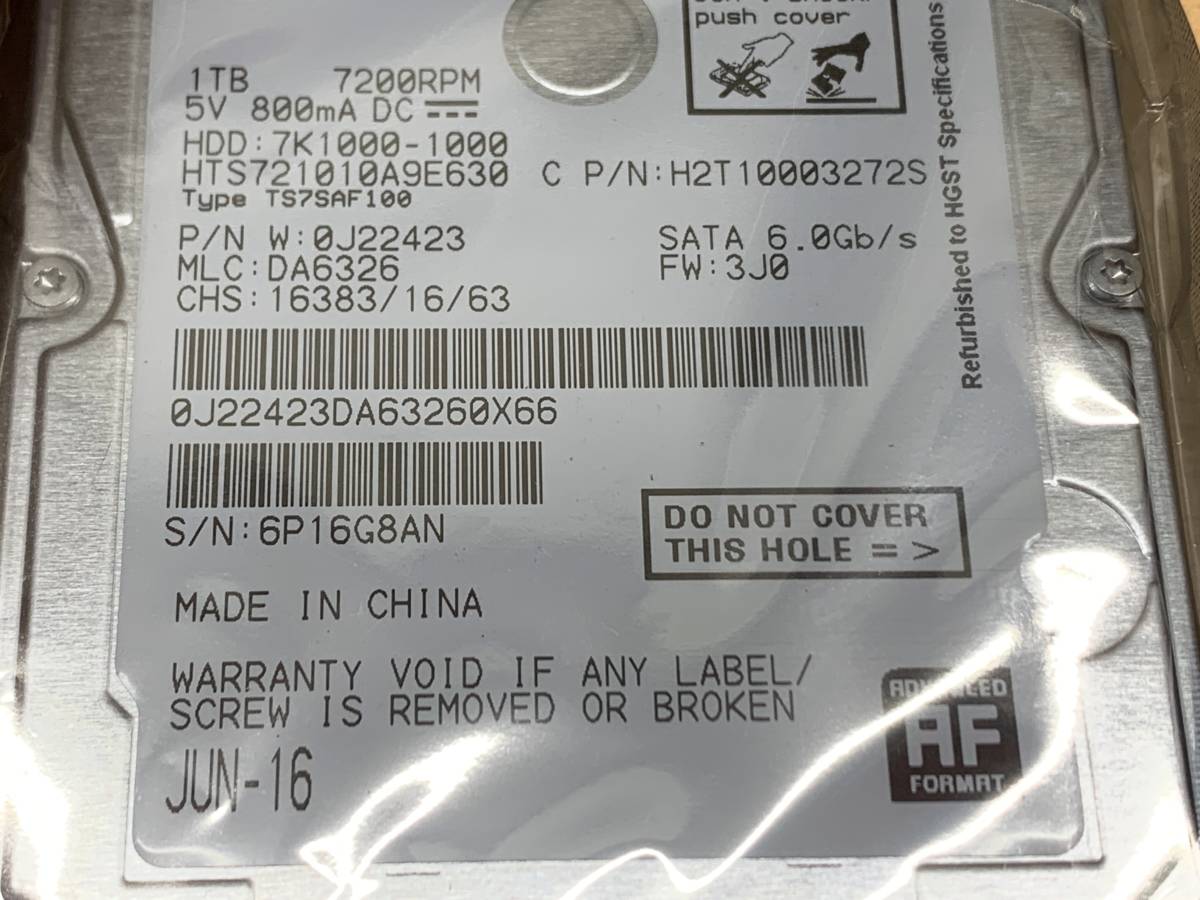 使用20時間 HGST HTS721010A9E630 1TB 7200RPM