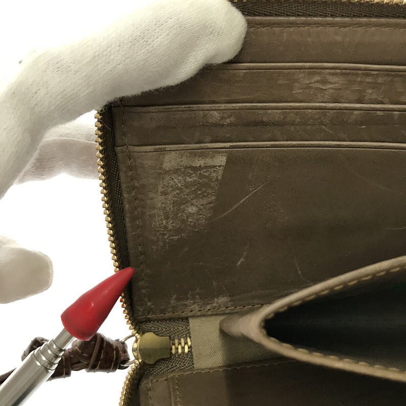 genten / ゲンテン | ラストリコ ラウンド二つ折り財布 レザー ミニウォレット 保存袋あり | カーキ | レディース_画像5