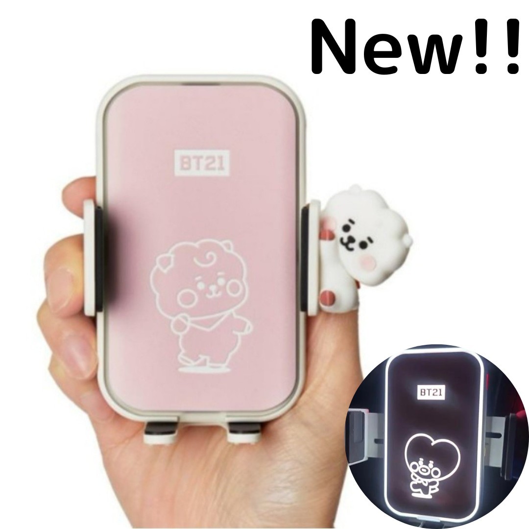 公式　BTS　BT21【RJ】NEW ワイヤレス充電器　車　チャージャー 急速充電 Qiワイヤレス充電器