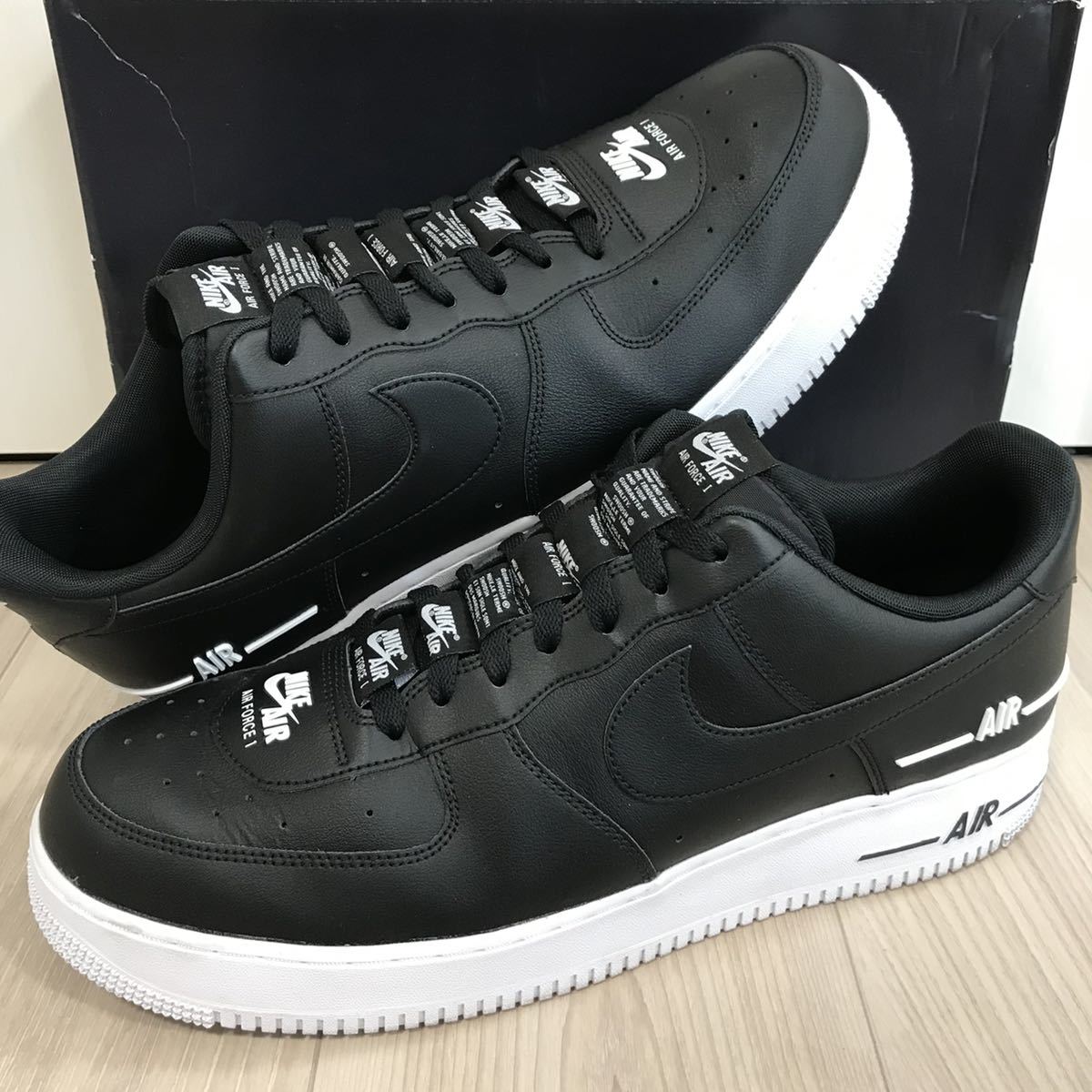 31cm大きいサイズnike air force 1 '07 LV8 DOUBLE BRANDING low 100 mid luxeナイキ エア フォース ワン ダブル ブランディング ブラック_画像1