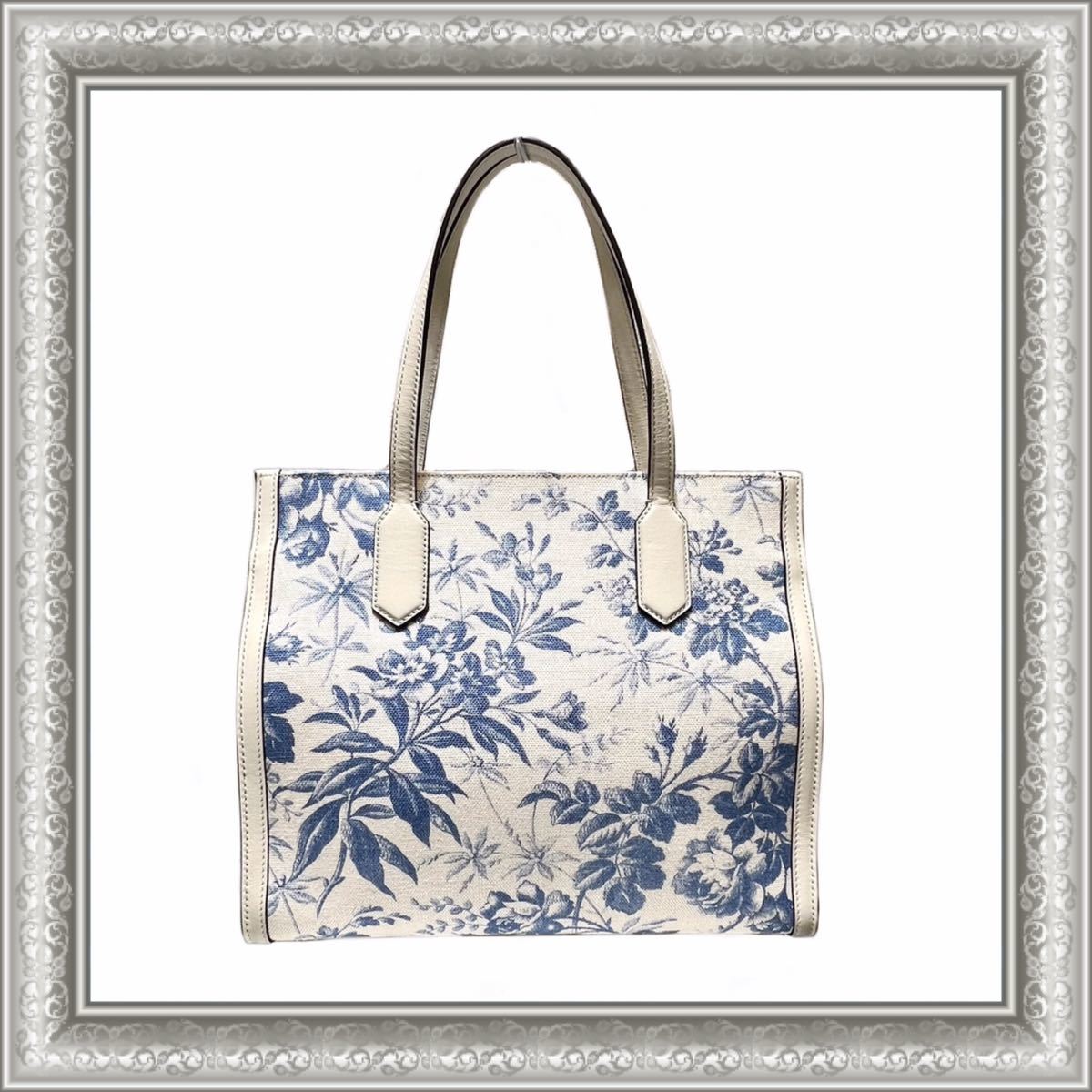 GUCCI グッチ GGリボン ハーバリウム トート 花柄 フラワー ブルー