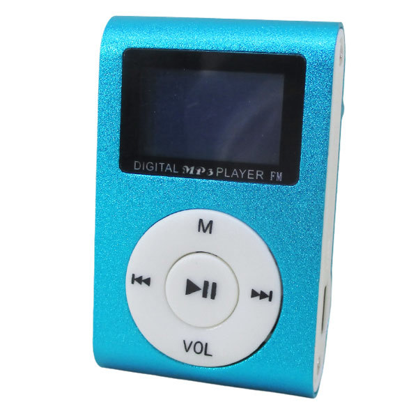 MP3 player aluminium LCD screen attaching clip microSD type MP3 player blue x1 pcs * including in a package OK