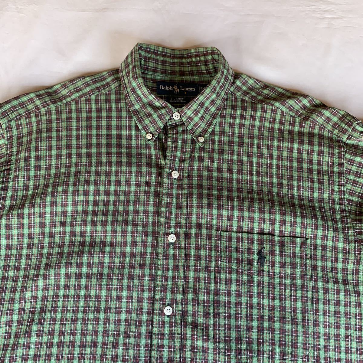 90s Ralph Lauren PLAID B.D.SHIRT BIG SHIRT ラルフローレン チェックシャツ ボタンダウンシャツ ビッグシャツ アメトラ 80s トラッド_画像5