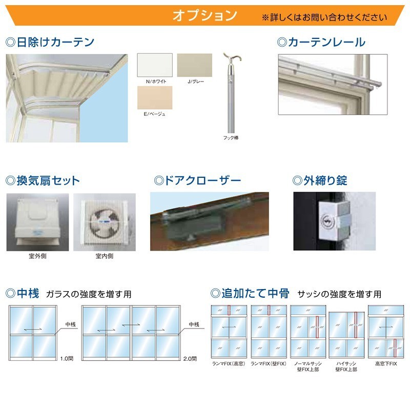 テラス囲いフラット屋根タイプ 間口3.5間6370ｍｍ×出幅9尺2670ｍｍ 正面側面ガラス窓付き ノーマルサッシ プラデッキ床仕様 送料無料_画像10