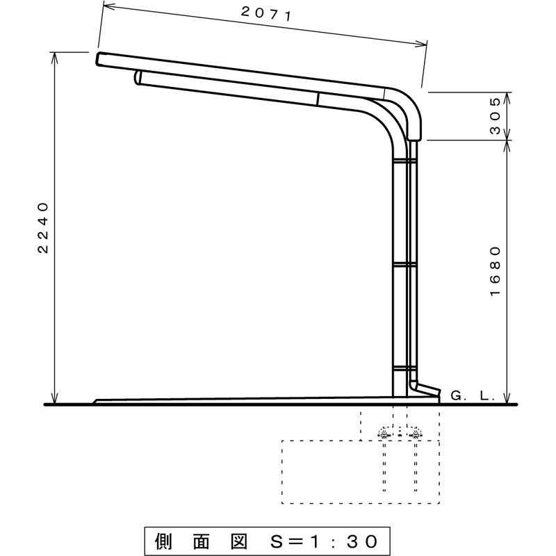 ガルバリウム鋼板サイクルポート背面柱タイプ5台用間口3048(柱間2750)奥行2071柱プレート式マンションアパート店駐輪場自転車置場送料無料_画像8