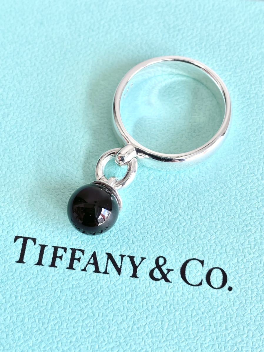☆超希少美品☆ 13号 鏡面磨き仕上げ TIFFANY&Co ティファニー オニキス ドアノック キャンディ リング 指輪 Ag925 送料無料 925シルバー 3
