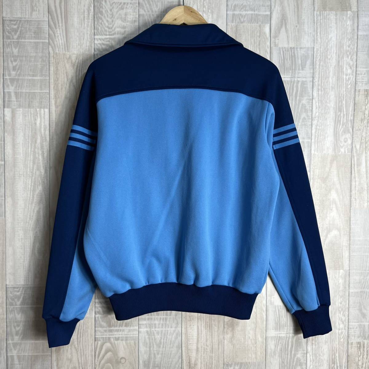 adidas 70年代 西ドイツ製 レトロジャージ サイズ3 バイカラー 水色 紺 割引購入 70〜80s 西ドイツvintage デサント製 紺×白 adidas ジャージ