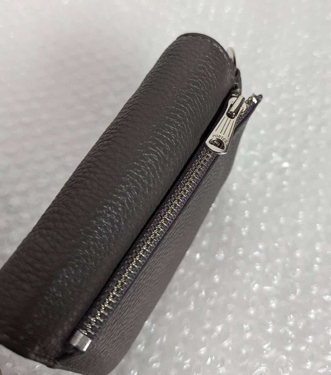 美品 PORTER SHRINK ポーター シュリンク グレー レザー ウォレット