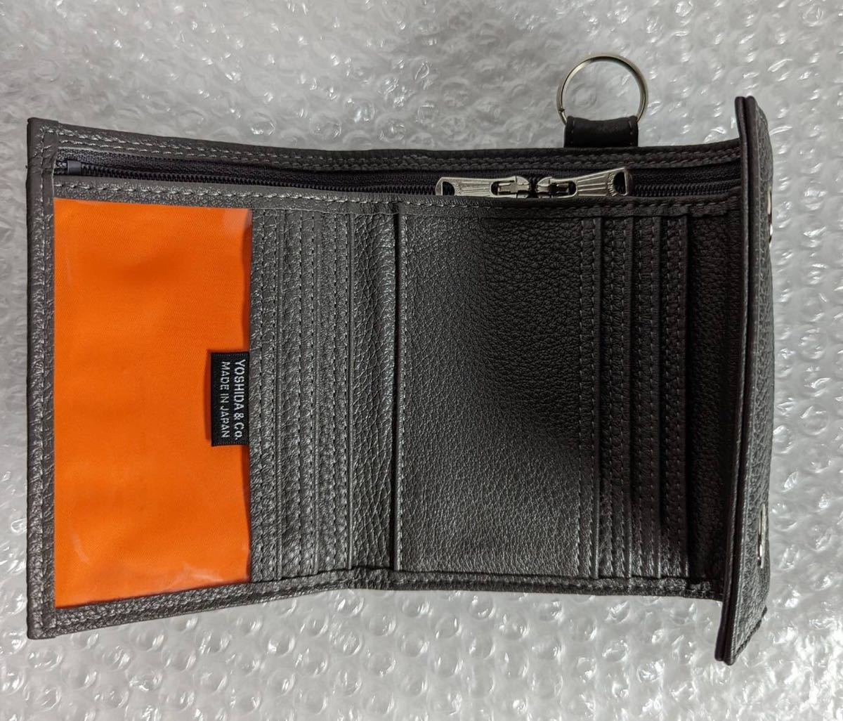 美品 PORTER SHRINK ポーター シュリンク グレー レザー ウォレット