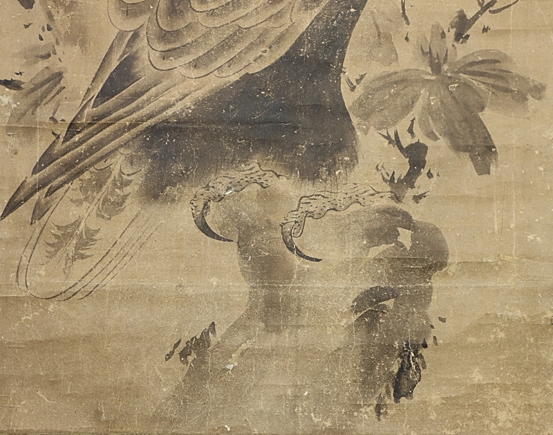 都涼音】室町時代画家 小栗宗丹 肉筆 水墨画 鷹之図 双幅 希少 都涼音】室町時代画家 小栗宗丹 肉筆 水墨画 鷹之図 双幅 希少
