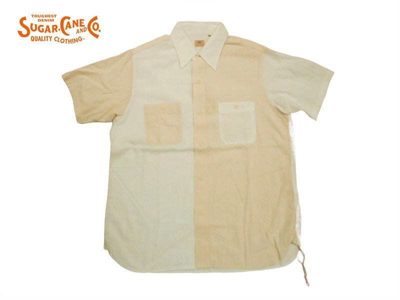 SUGAR CANE シュガーケーン SC38911 シャンブレークレイジー 半袖ワークシャツ オフホワイト XL 新品 日本製_画像1