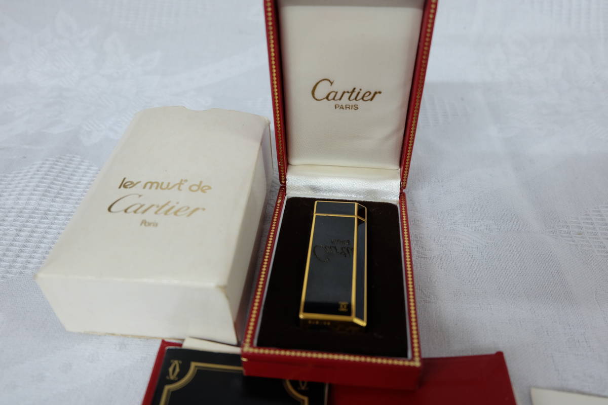 （1626）Cartier カルティエ ガスライター　ペンタゴン　ブラック×ゴールド　喫煙グッズ　たばこ　着火確認_画像3