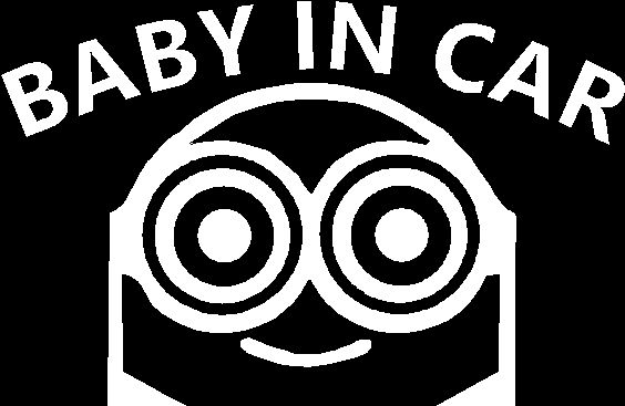 BABY IN CAR ベビーインカー　 ミニオン柄　　カッティングステッカー　白　黒　銀　三色から　送料込　安全運転に_画像1
