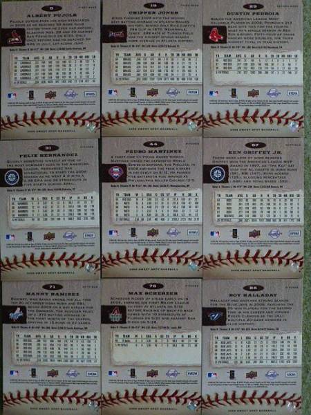 2009 UD Sweet Spot Baseball base card （レギュラーカード）49枚セット Albert Pujols,Pedro Martinez,Ken Griffey Jr.,Roy Halladay_画像2