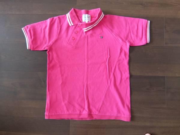 ピンク色デザインポロシャツ1号Ｓ美品日本製