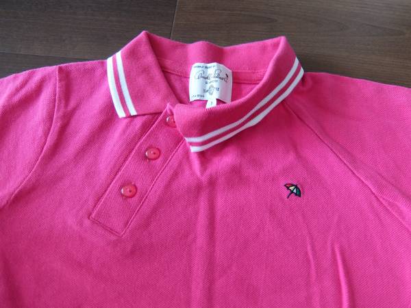 ピンク色デザインポロシャツ1号Ｓ美品日本製