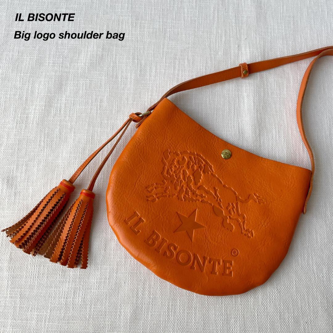 □極美品 □IL BISONTE イルビゾンテ ビッグロゴ レザー ショルダー