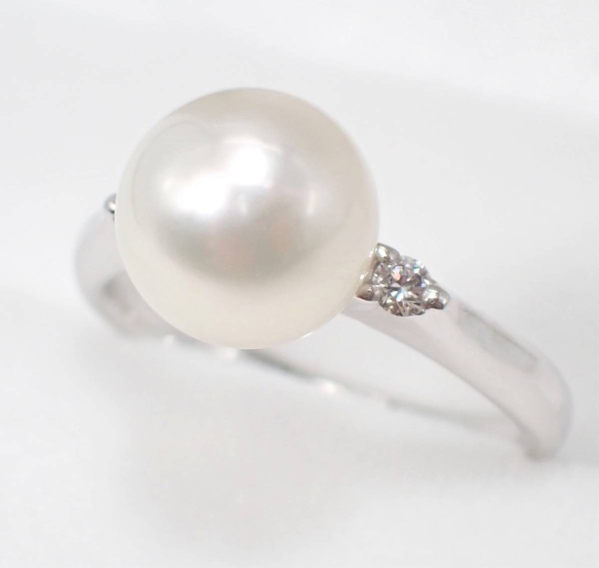 新品 田崎真珠 アコヤ パールリング 8.8mm ダイヤ:0.06ct spz.hr