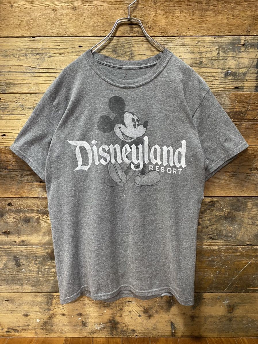 稀少 Disneyland RESORT　Mickey Mouse T-Shirt size:M　/　ディズニーランド リゾート Hanesボディ ミッキーマウス 半袖 Tシャツ グレー_画像1