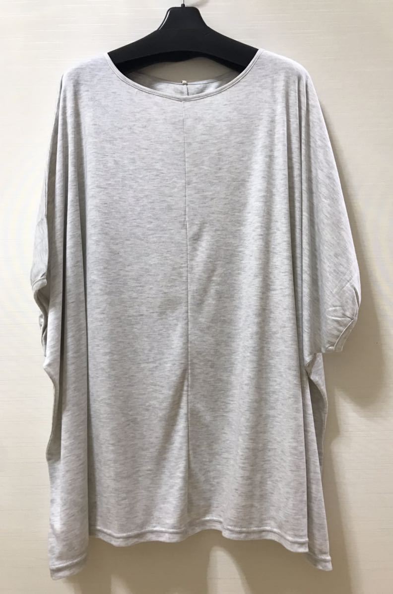 [新品] 激安・在庫処分　3L レディースチュニック　婦人チュニック　ドルマン袖　ゆったりサイズ　ライトグレー色