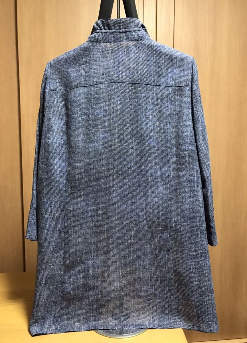 [新品] 激安・在庫処分 L レディースジャケット ミセスジャケット 婦人ジャケット 8分袖 トリアセテート素材 日本製 紺ミックス色の画像2