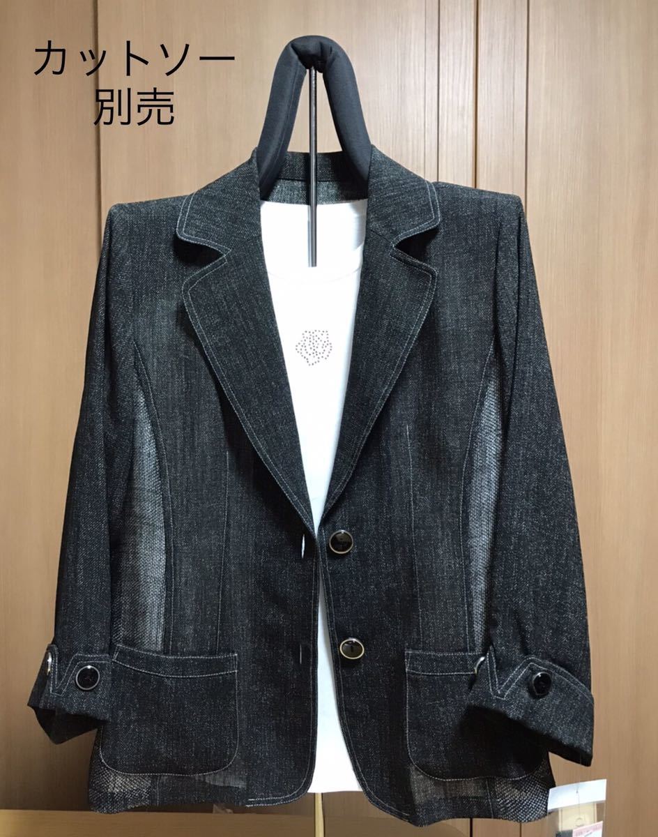 [新品] 激安・在庫処分　M レディーステーラードジャケット　ミセスジャケット　婦人ジャケット　9分袖　日本製　黒ミックス色