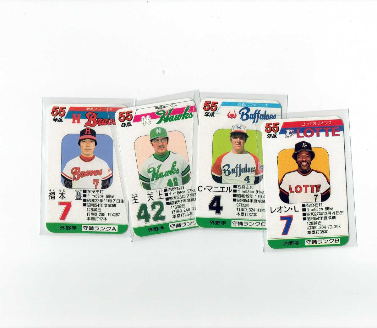 タカラプロ野球カードゲーム風 自作カード４枚(レオン・リー