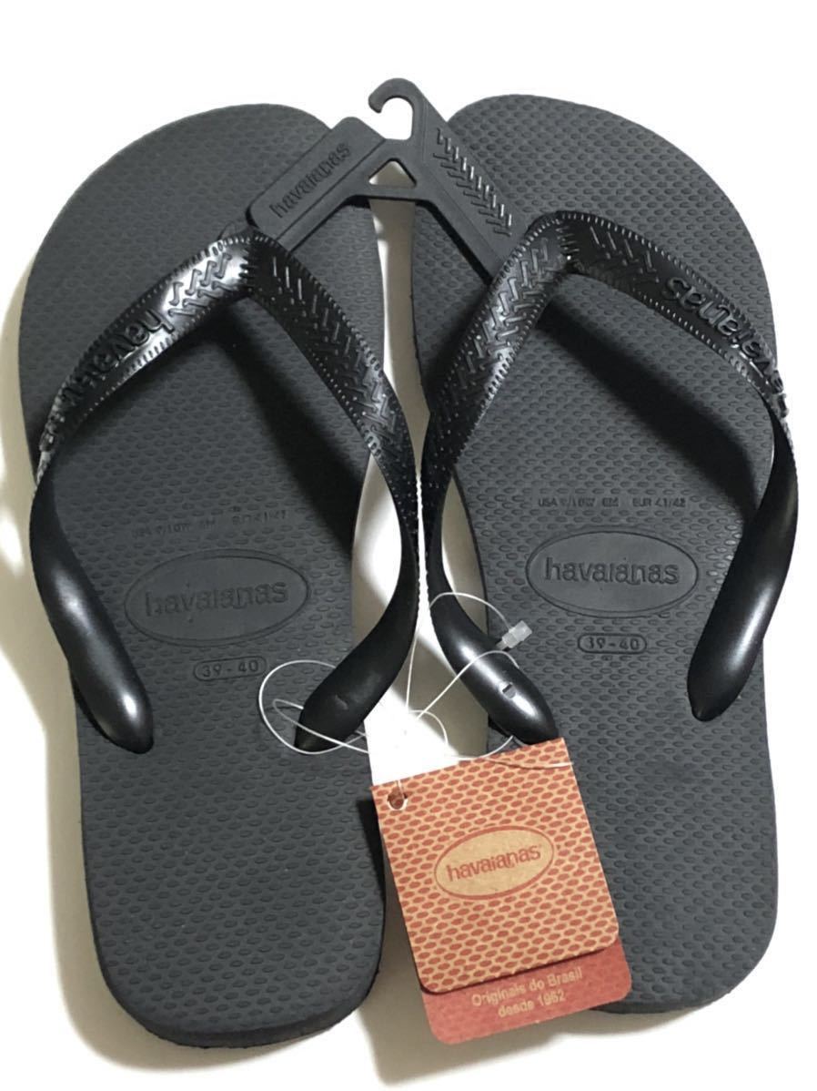 未使用 havaianas TOP ビーチサンダル ブラック 25cm 〜 26cm 39-40 トップ ハワイアナス ビーチ サンダル 黒 送料無料 25.5cm 前後_画像1