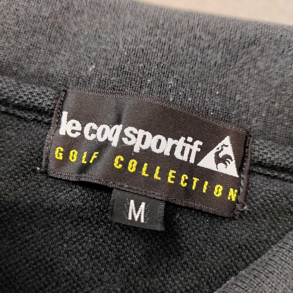 le coq sportif　ルコックスポルティフ　ストライプ半袖ポロシャツ　半袖シャツ　golf　ゴルフ　ブラック　Ｍサイズ_画像9