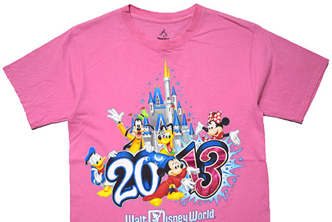 【S】 ディズニー ファンタジア キャラクター Tシャツ メンズS ピンク ミッキーマウス ミニーマウス Disney ディズニーランド 古着 BA3384