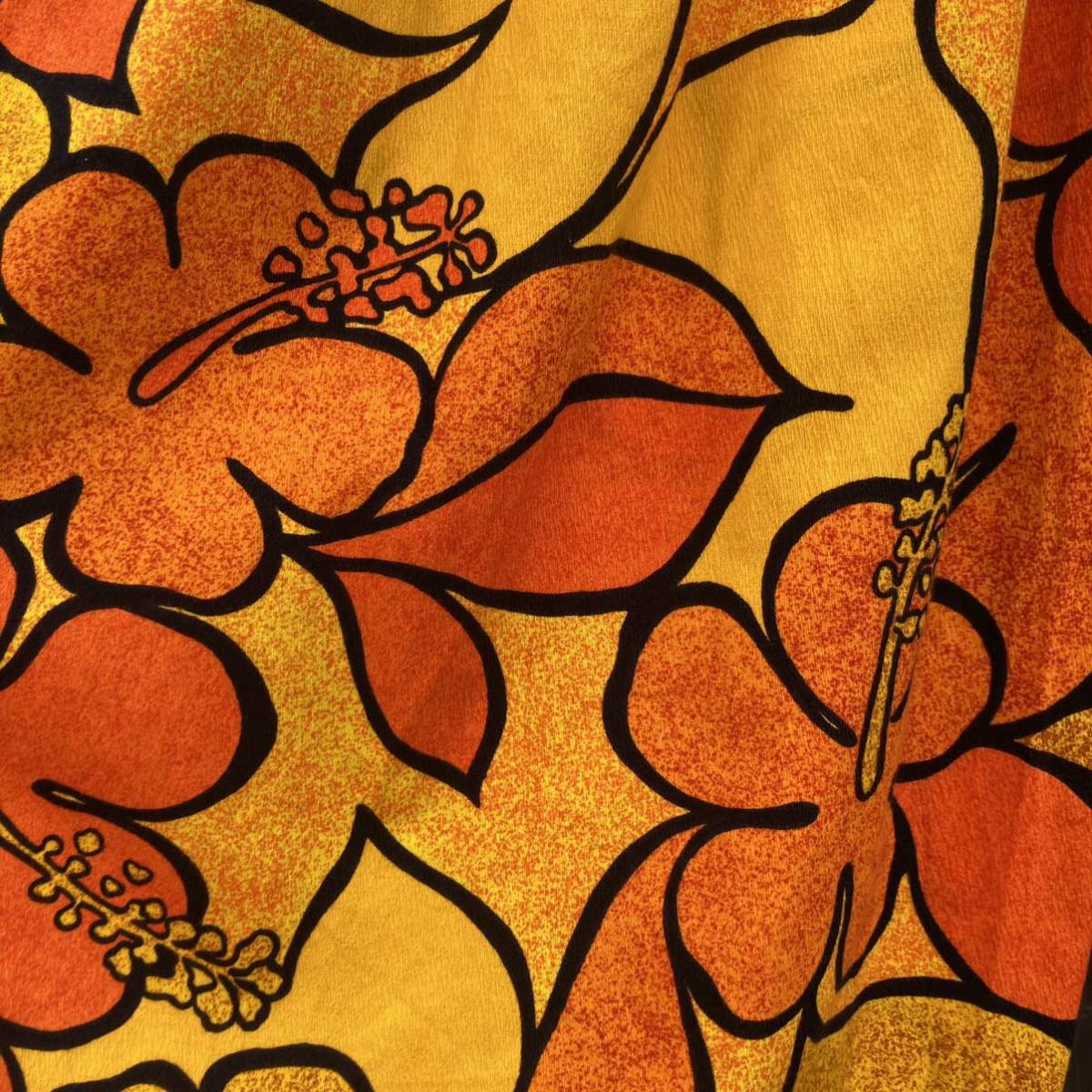 アメリカ製 ビンテージ オレンジ 花柄 ハワイアン マキシ ドレス_画像6