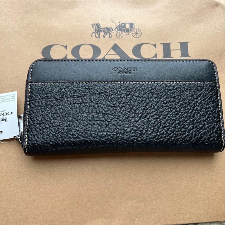 新品 未使用品 COACH コーチ 長財布 シンプルなブラック アウトレット
