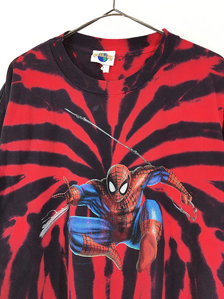 古着 90s USA製 MARVEL SPIDER MAN スパイダーマン アメコミ タイダイ Tシャツ XL 古着_画像2