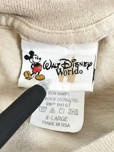 古着 90s USA製 Disney Mickey ミッキー ワンポイント ポケット Tシャツ ポケT XL 古着_画像7