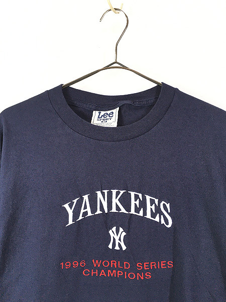 古着 90s MLB NY Yankees ヤンキース 1996 World Series 刺しゅう Tシャツ M 古着_画像2