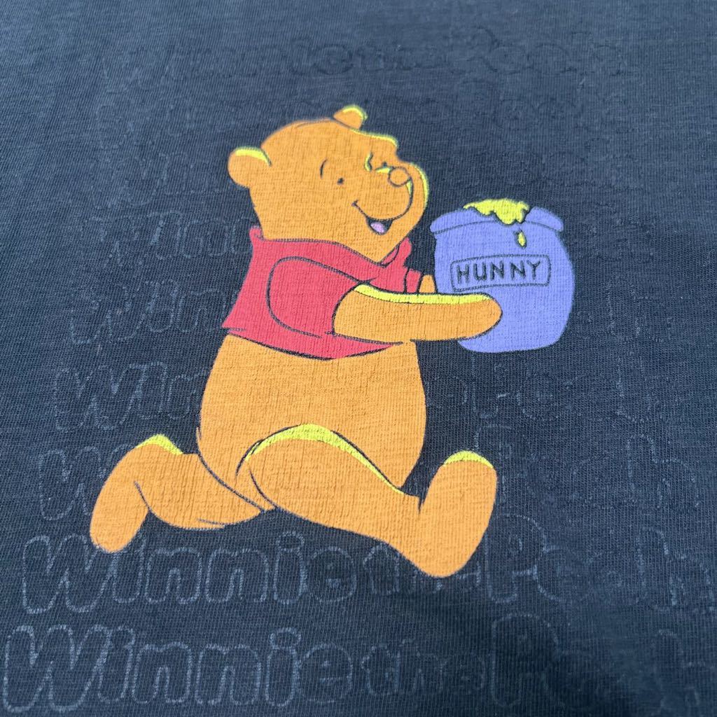 90s Winnie the Pooh くまのプーさん DISNEY ディズニー HUNNY ハチミツ ロゴ プリント ビンテージ 半袖Tシャツ_画像3