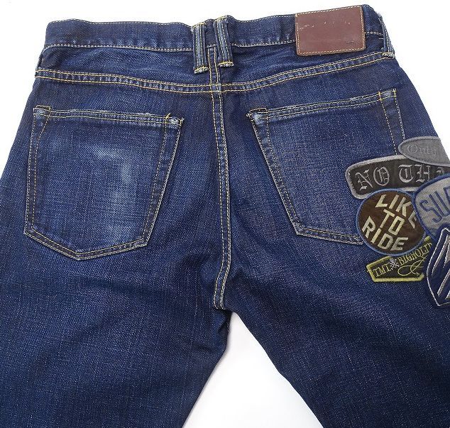 TMT чай Emuti BIG HOLIDAY нашивка вышивка Denim брюки кнопка fly джинсы сделано в Японии цвет .. мужской (L-34) индиго *S-527