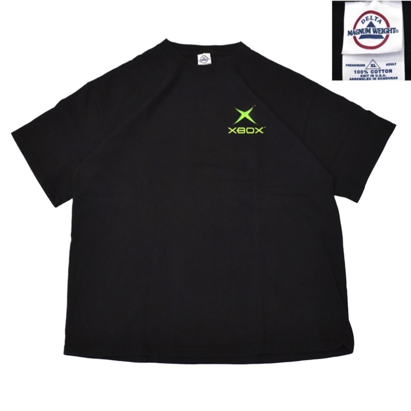 [XL] Y2K X BOX プリント Tシャツ ブラック 黒 エックスボックス 企業 アド ゲーム ロゴ DELTA 半袖 ビンテージ vintage 90s 00s