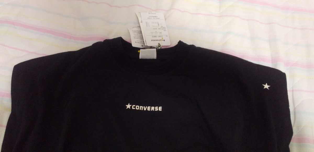 ☆新品☆CONVERSE☆黒色Ｔシャツ☆Mサイズ☆コンバース☆ロゴ袖タックフレンチスリーブカットソー☆ロペピクニック☆_画像3