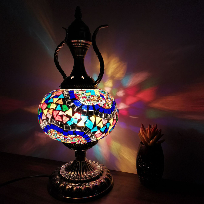 モザイクランプ 手作りトルコランプ アラビア風 （インテリア テーブルランプガラスランプ 卓上ランプ エキゾチック 照明）_画像5
