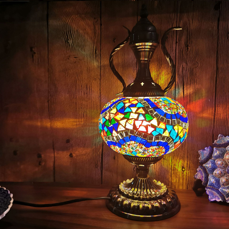 モザイクランプ 手作りトルコランプ アラビア風 （インテリア テーブルランプガラスランプ 卓上ランプ エキゾチック 照明）_画像4