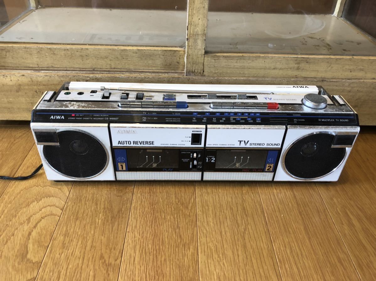 ジャンク AIWA アイワ ステレオ ラジオカセットレコーダー CS-W66 W