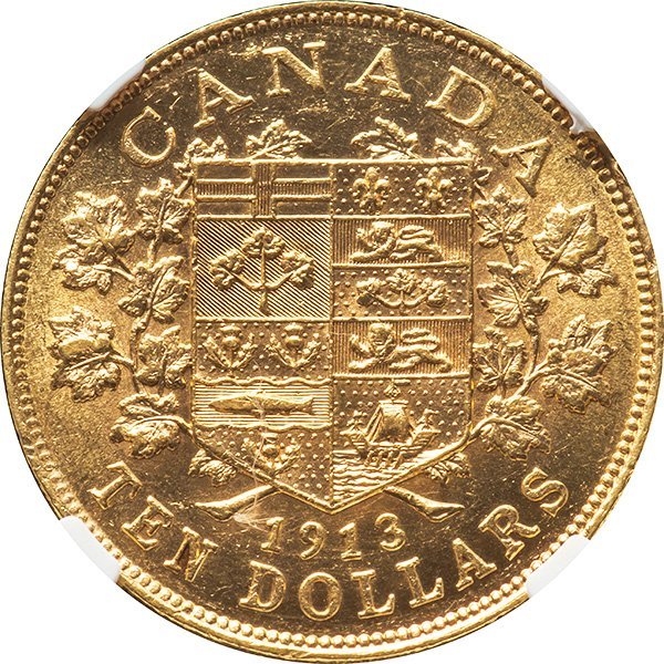 カナダ　10ドル金貨　1913年　極美品+　ジョージ5世　NGC(MS61)_画像3