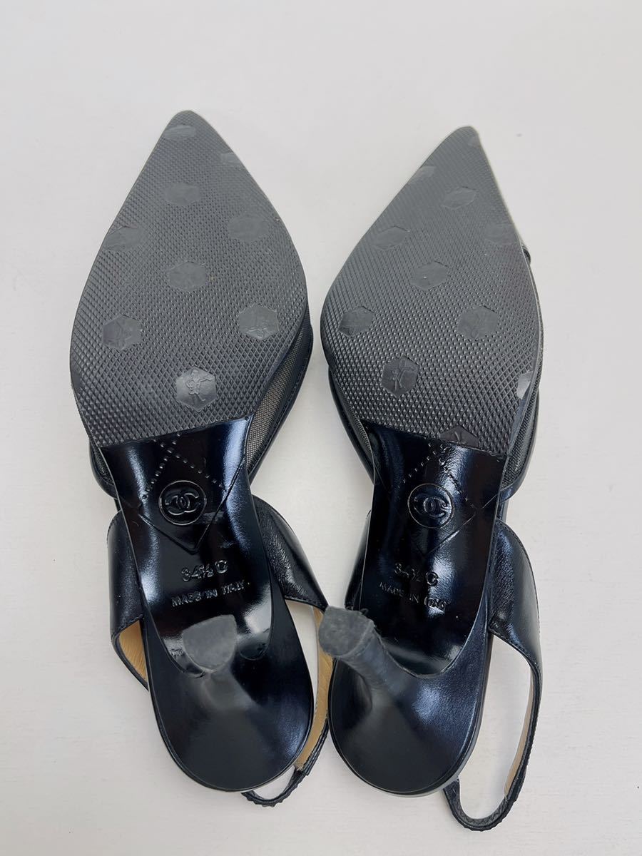 X167 極美品 シャネル CHANEL メッシュ ココマーク サンダル パンプス