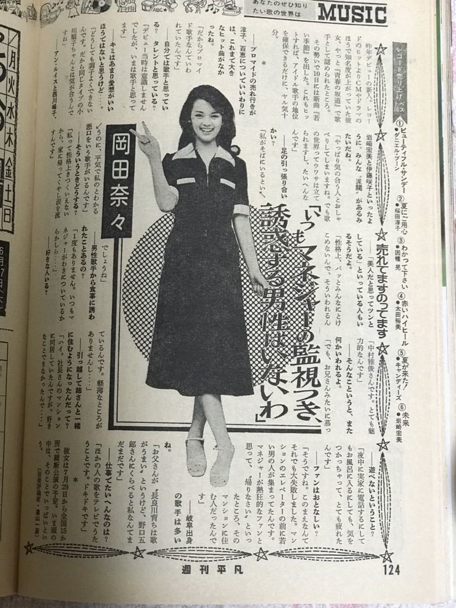 良品 週刊平凡1976年6月24日号/昭和51年/アグネスラム桃 良品 週刊平凡1976年6月24日号/昭和51年/アグネスラム桃