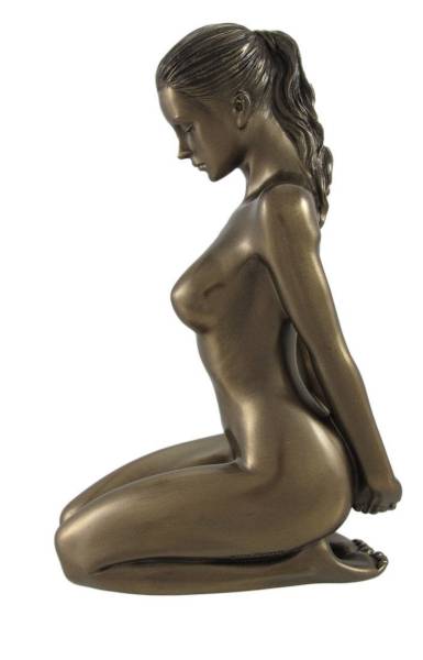 座る裸体の女性かわいいキレイな女性ヌード置物裸像裸婦セクシーオブジェ彫刻ブロンズ調モダンインテリアひざまずくエロチックアート彫像女