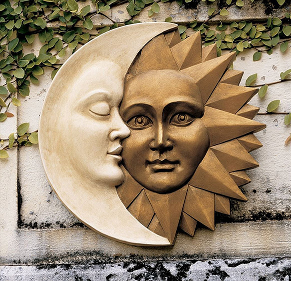 太陽と月 壁掛け置物インテリアデザイン壁面彫刻デコレーション宇宙