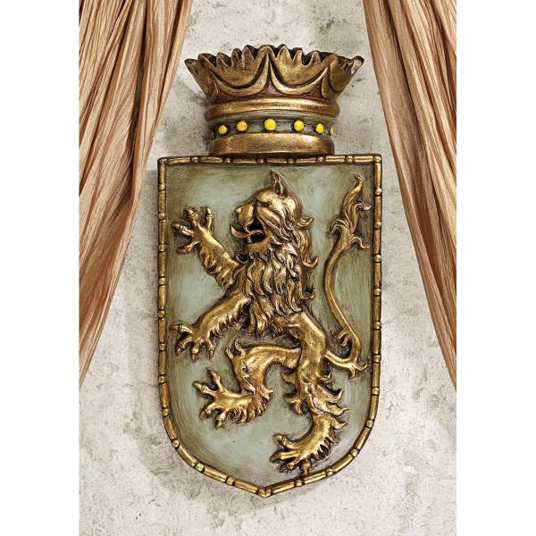 中世の王の紋章 ライオンの彫刻盾形 壁掛けレリーフ西洋置物壁装飾中世ヨーロッパ洋風オブジェウォールデコ壁飾りインテリア装飾品小物雑貨_画像1