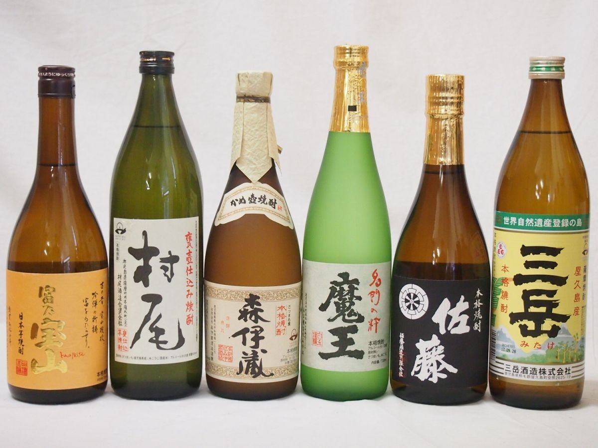 贈り物 プレミアム芋焼酎6本セット(村尾 森伊蔵 魔王 佐藤黒 富乃宝山 三岳)720ml×4本 900ml×2本(鹿児島県)_画像1